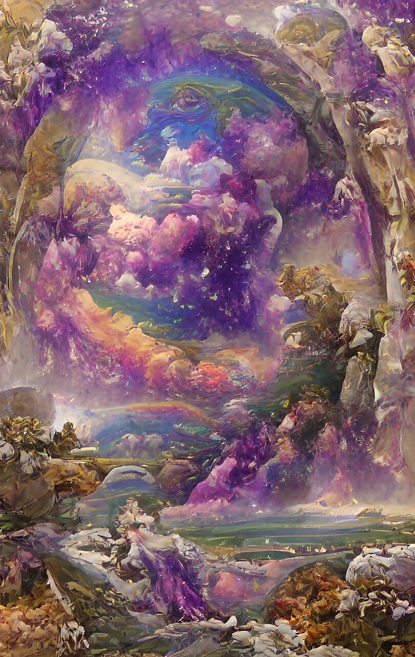 Lilac Realm AI ART, cosmic, rainbow, design, purple, stranger HD phone wallpaper