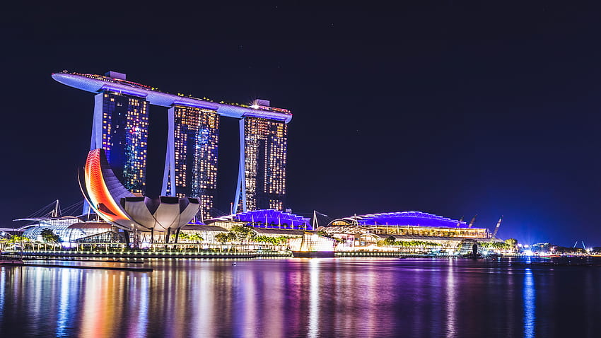 Marina Bay Sands nocą, Singapur [] : Tapeta HD