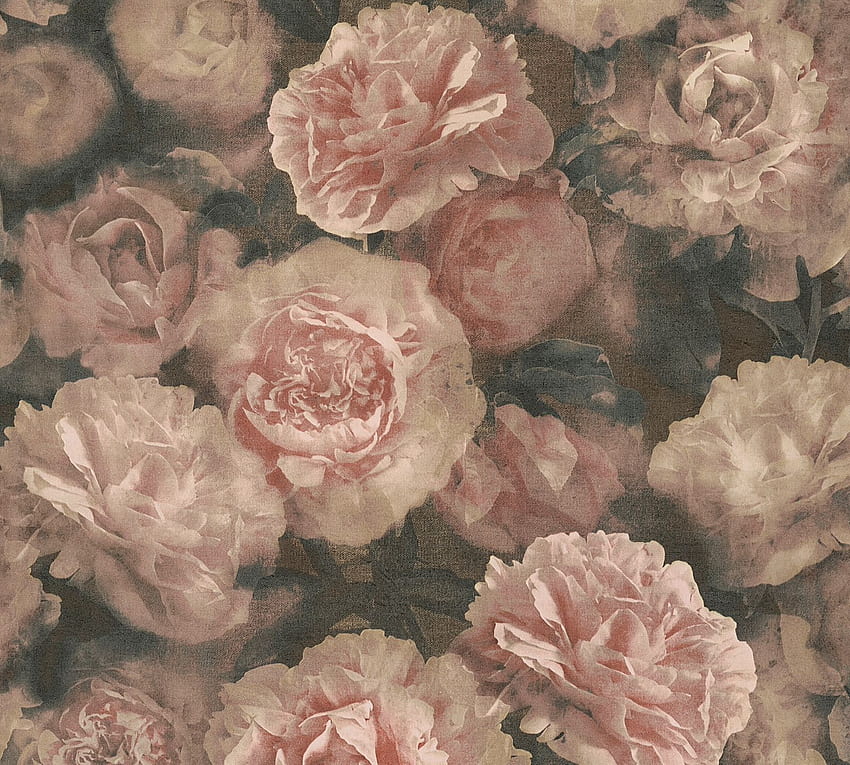 Fleurs non tissées Marron Rose Vert 37402 2, Marron Floral Fond d'écran HD