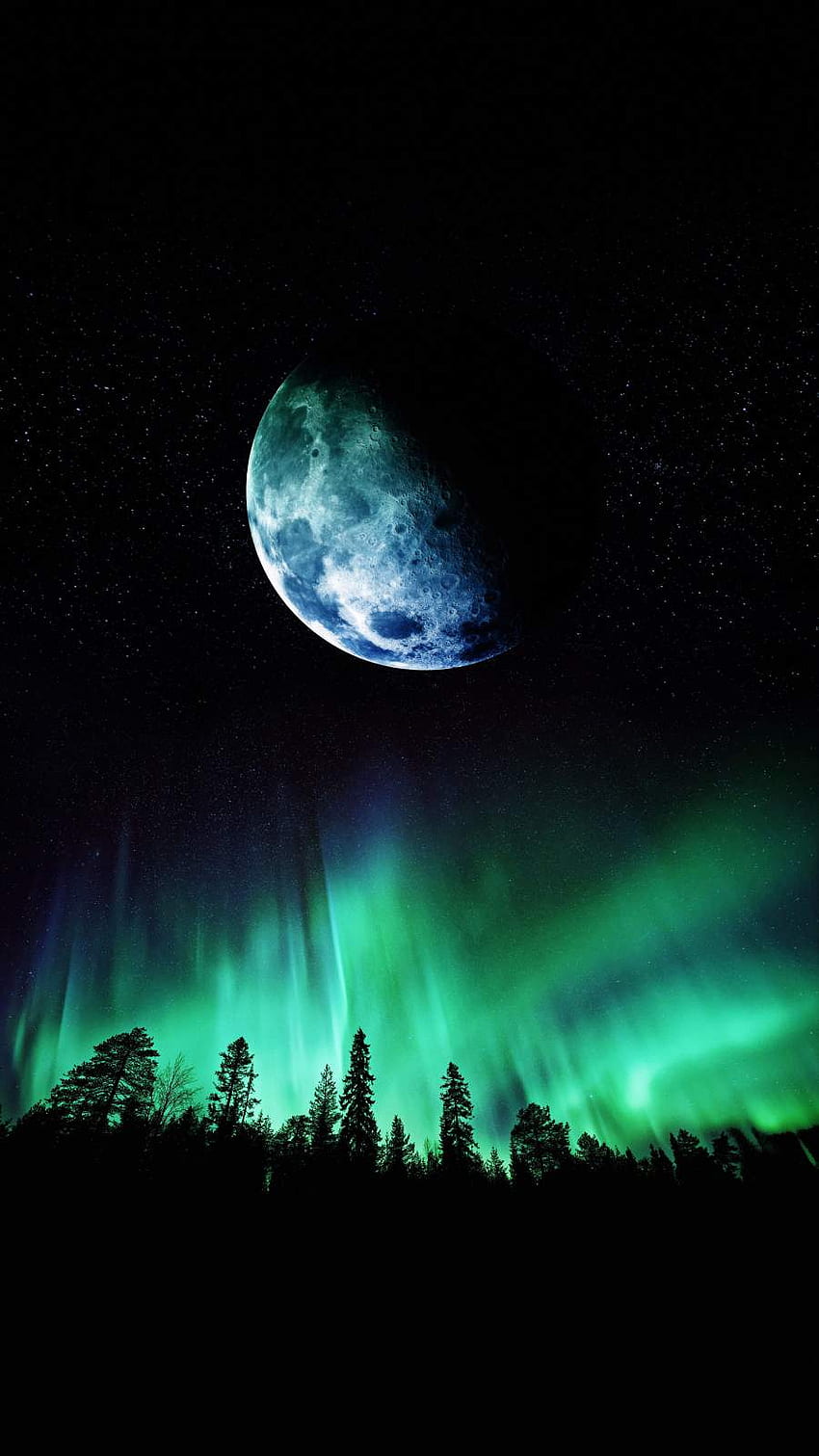 Northern Lights Moon - IPhone : iPhone, Luna y Aurora Borealis fondo de pantalla del teléfono