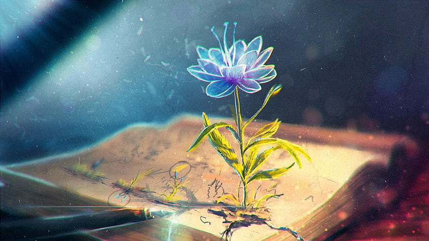цвете, абстрактно, книга, химикалка, абстрактно растение HD тапет