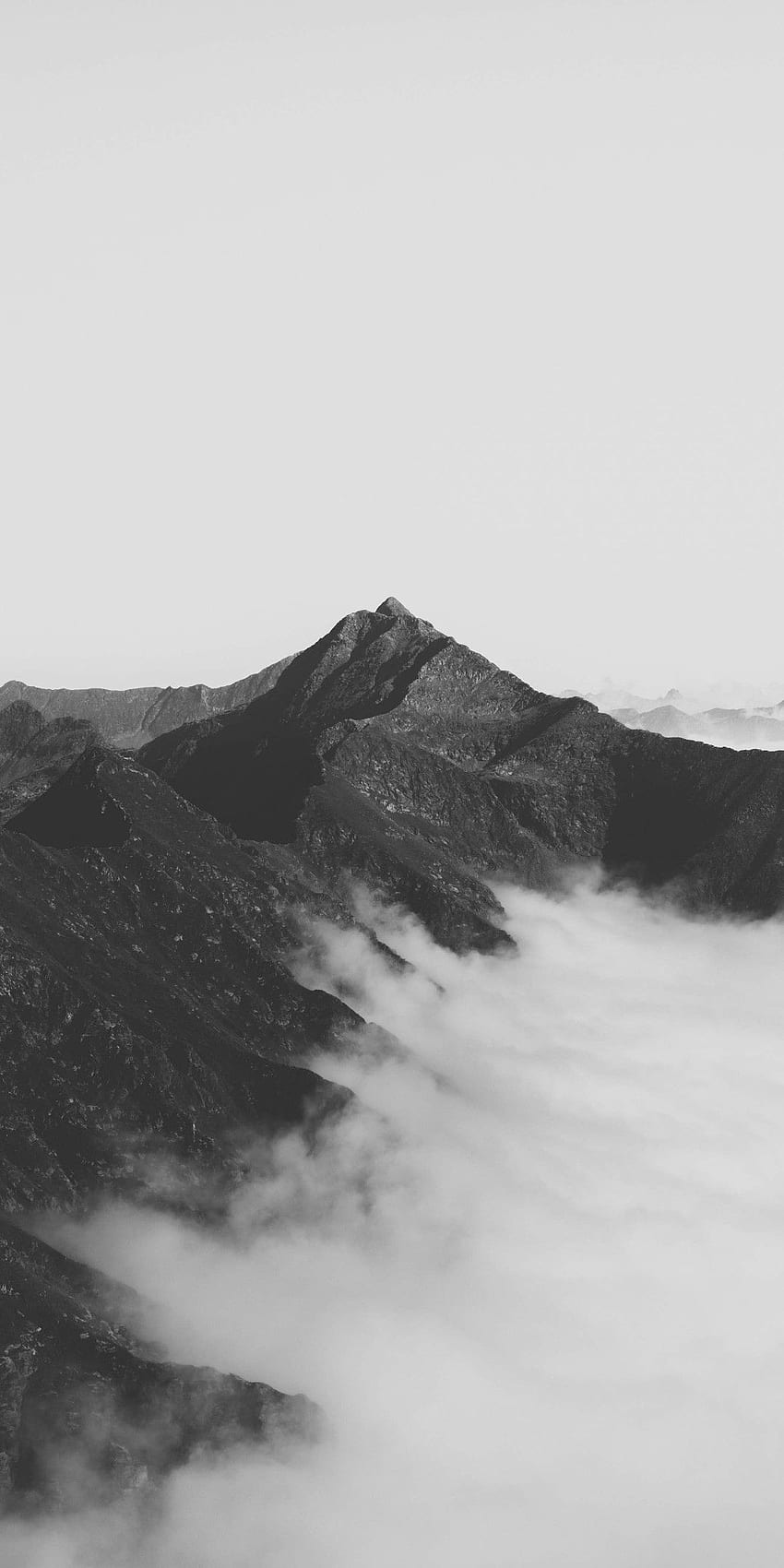 Estética de la montaña - estético de la montaña superior - Paisaje en blanco y negro, Nubes en blanco y negro, Nube, Montaña en blanco y negro fondo de pantalla del teléfono