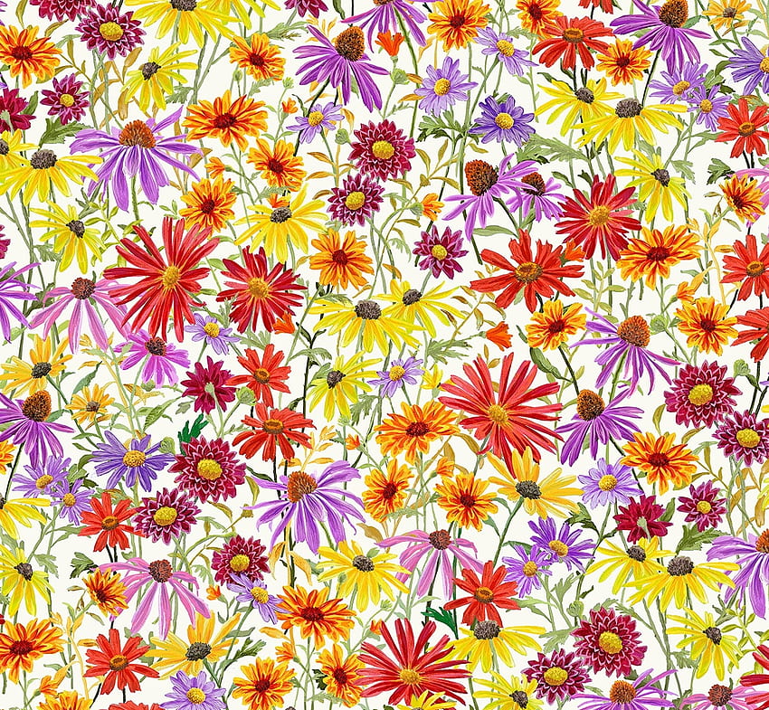 Pattern, colorful, purple, summer, yellow, flower, red, texture, vara HD wallpaper