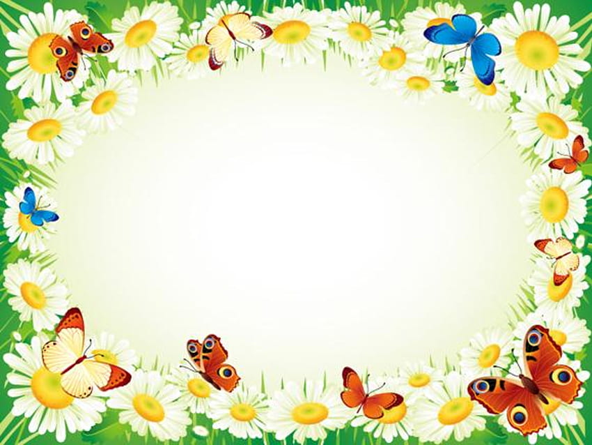 disegni di bordi di farfalle e fiori Sfondo HD