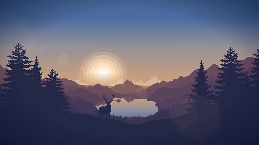 Flacher Wald Animierter, cooler Cartoon-Wald HD-Hintergrundbild