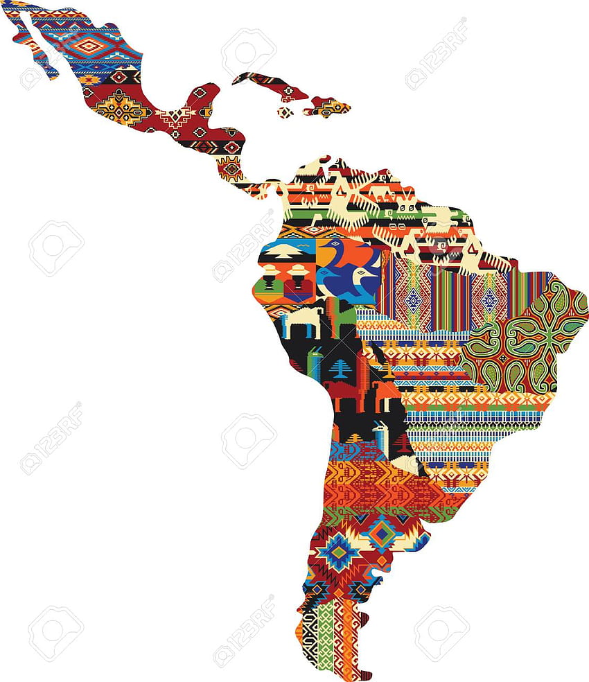 Mittel- und Südamerika-Patchwork-Karte aus Lateinamerika HD-Handy-Hintergrundbild