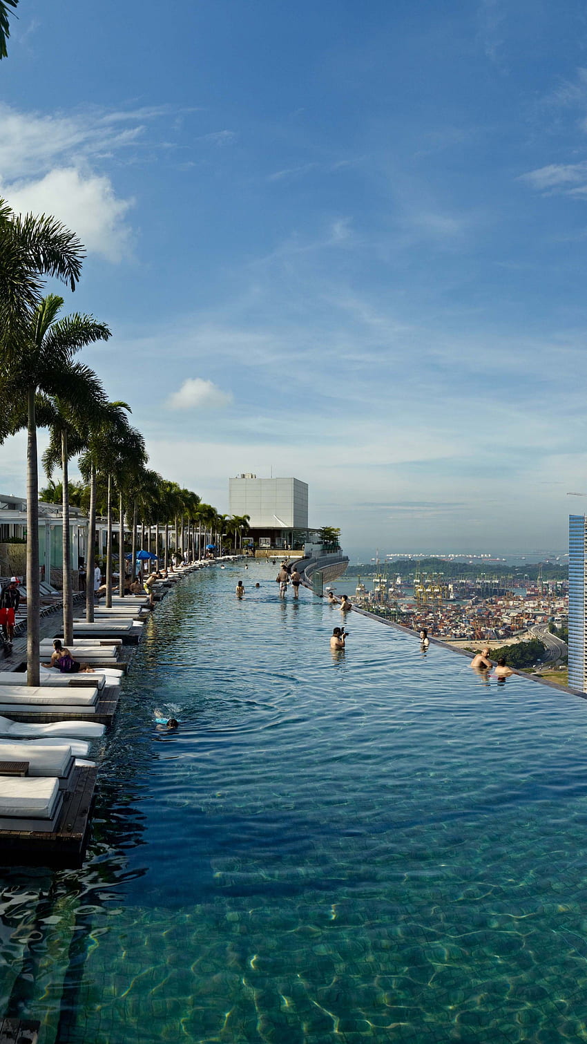 Marina Bay Sands, basen bez krawędzi, basen, hotel, podróż, rezerwacja, kasyno, Singapur, Architektura Tapeta na telefon HD