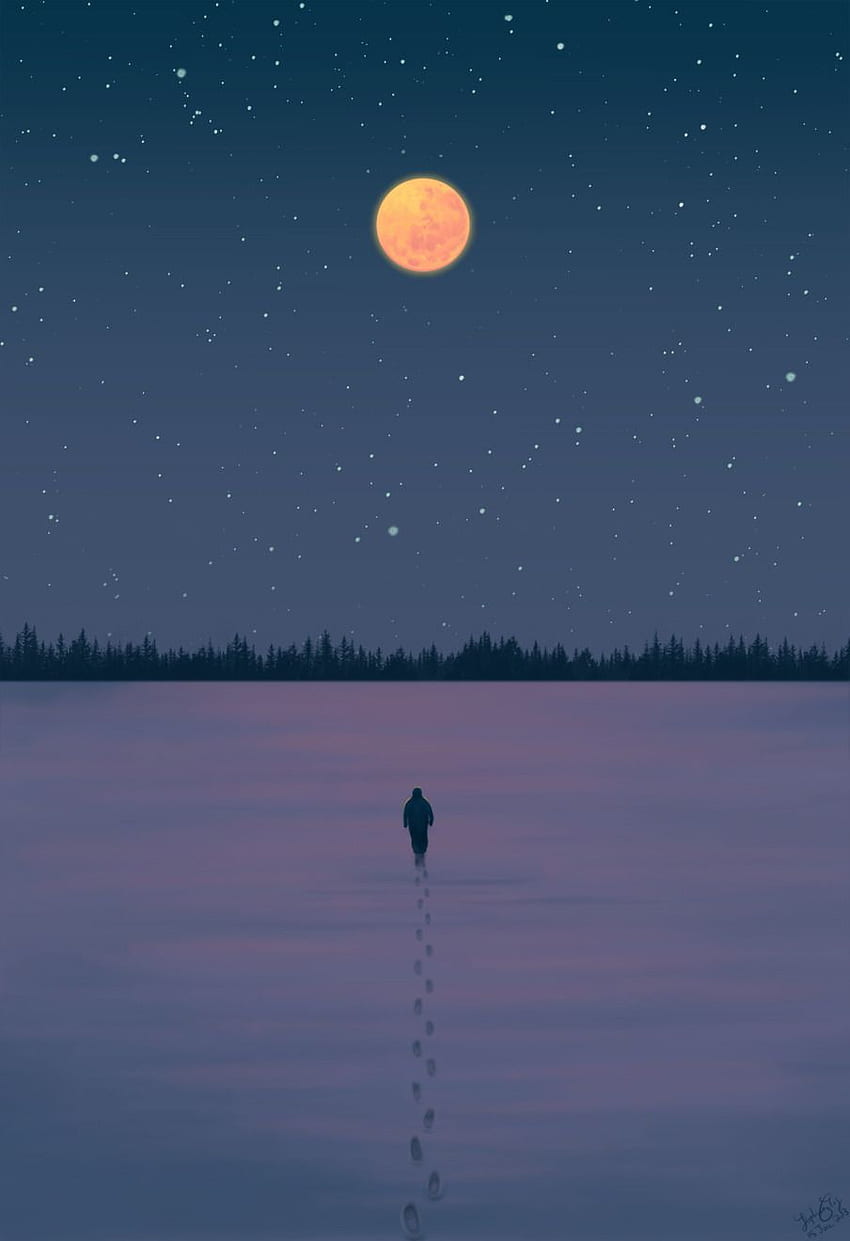 The past and the future merge to meet us here. What luck. What a f*cking curse, Orange Moon HD phone wallpaper