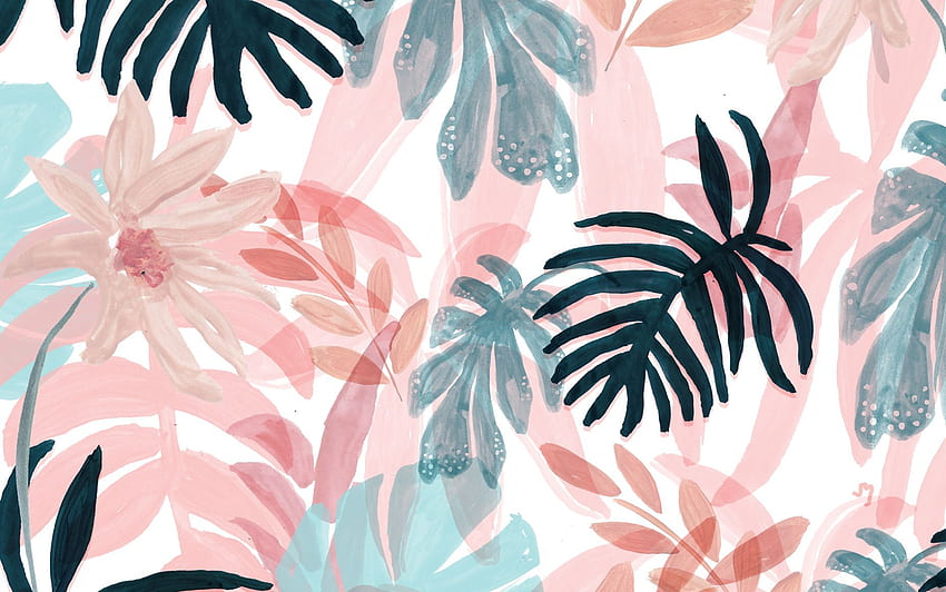 pink , pattern, pink, leaf, botany, design, plant, textile, floral design, , flower, Aesthetic Leaf HD wallpaper