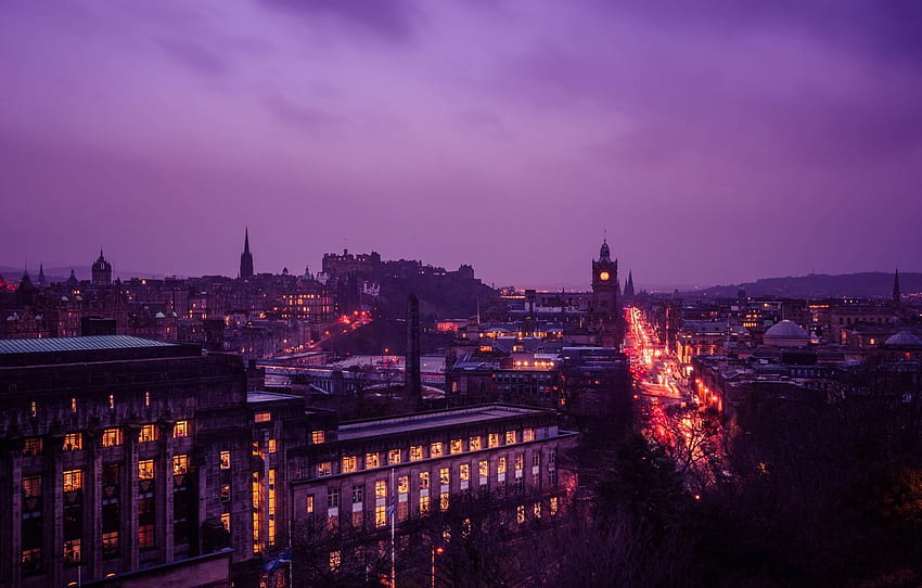 night, city, the city, travel, Scotland, night, Edinburgh, night view, travel, scotland, edinburgh, night view for , section город, Edinburgh Skyline Sfondo HD