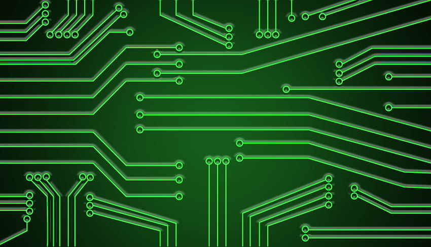Laptop de circuito verde simples, alta tecnologia, e toca de fundo, verde legal papel de parede HD