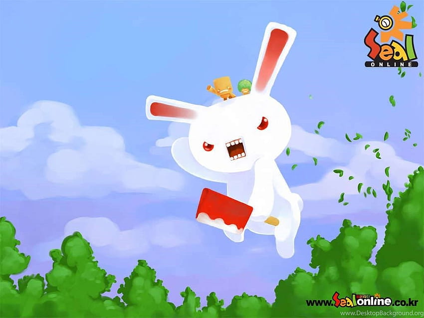 Siegel Online Spiel Cartoon Mad Rabbit Siegel Online-Hintergrund HD-Hintergrundbild