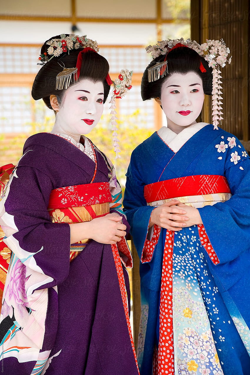 Azja, Japonia, Honsiu, Kansai Region, Kyoto, portret dwojga, Kyoto Geisha Tapeta na telefon HD