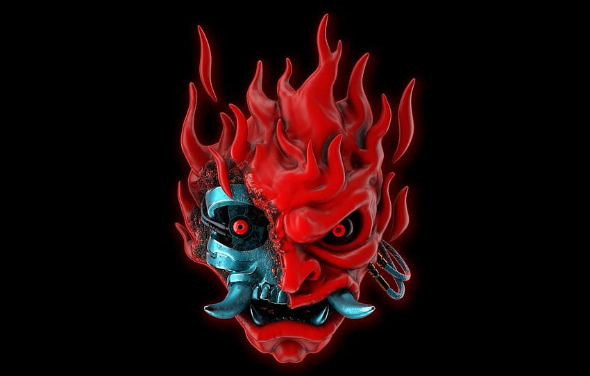 The demon, mask, black background, Cyberpunk 2077, 3D graphics for ,  section игры HD wallpaper | Pxfuel