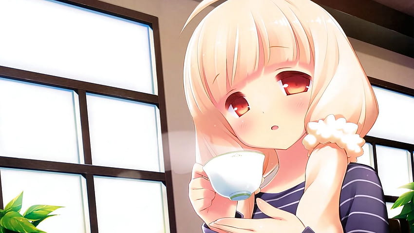 Gayarou, Cafe Sourire, Ogiwara Kyouko, Girl - Anime Girl Drink Tea HD wallpaper