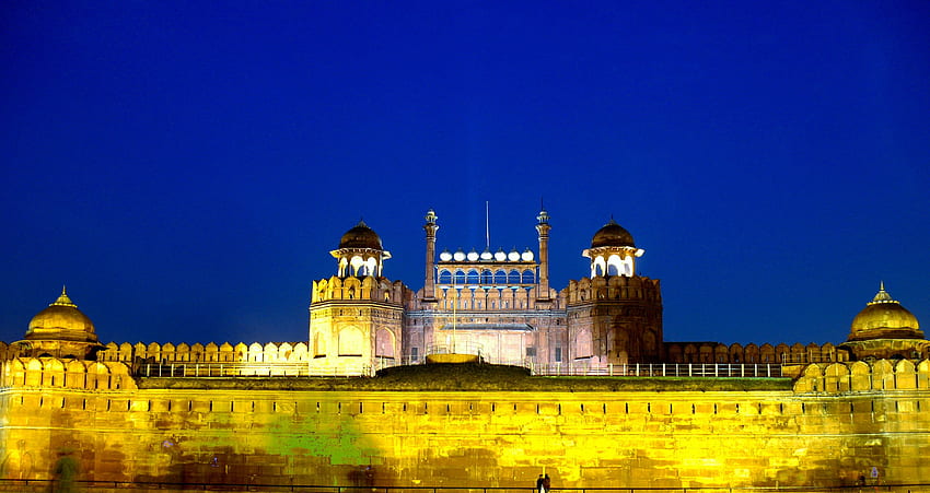 Delhi Agra Jaipur Haridwar Rishikesh Dehradun - Forte Rosso di notte Sfondo HD