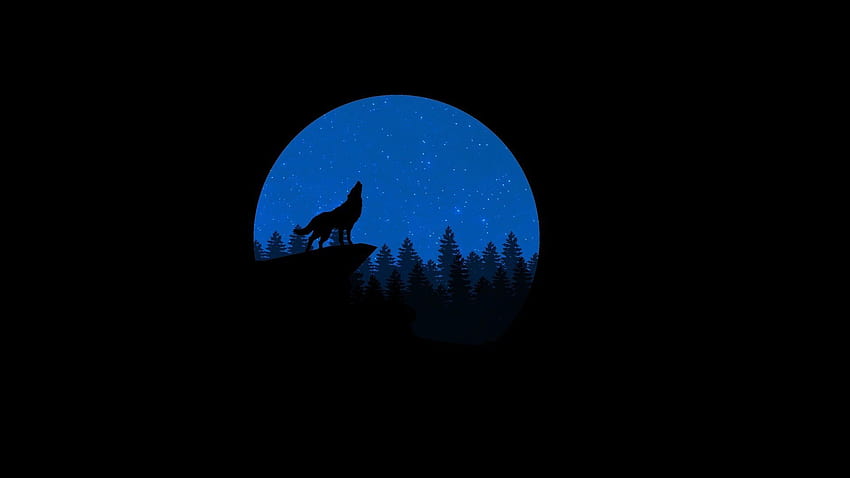Howling Wolf and Blue Moon . Background HD wallpaper