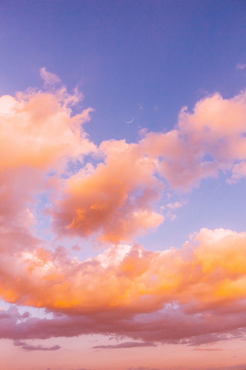 himmel, blau, orange, tagsüber, sonnenlicht. Einfaches iPhone, Himmelsästhetik, orangefarbener Himmel HD-Handy-Hintergrundbild