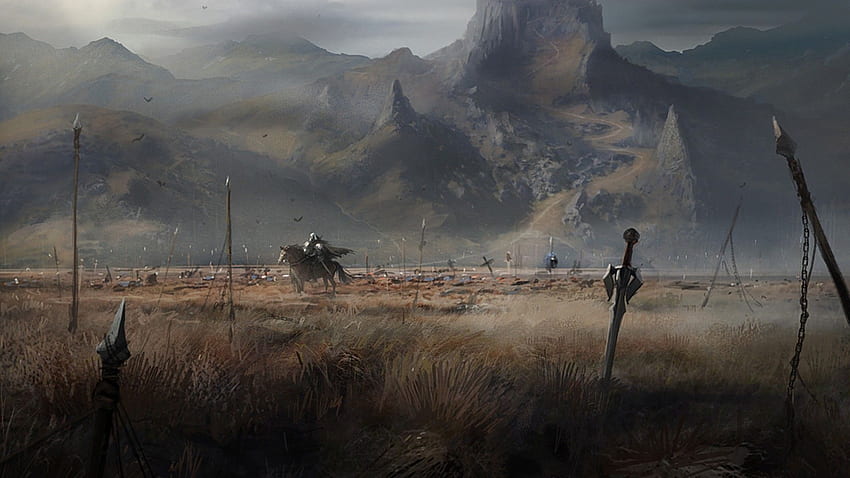 Kriegshintergrund, mittelalterliche Landschaft HD-Hintergrundbild