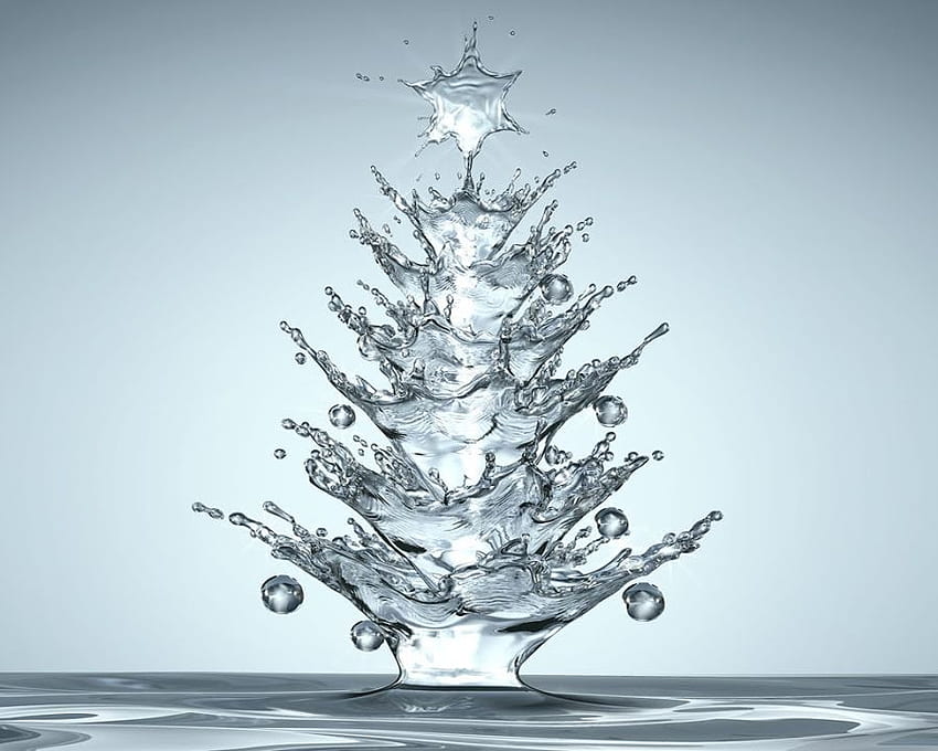 Aqua Natal, graphy, natal, percikan, bentuk, air, pohon Wallpaper HD