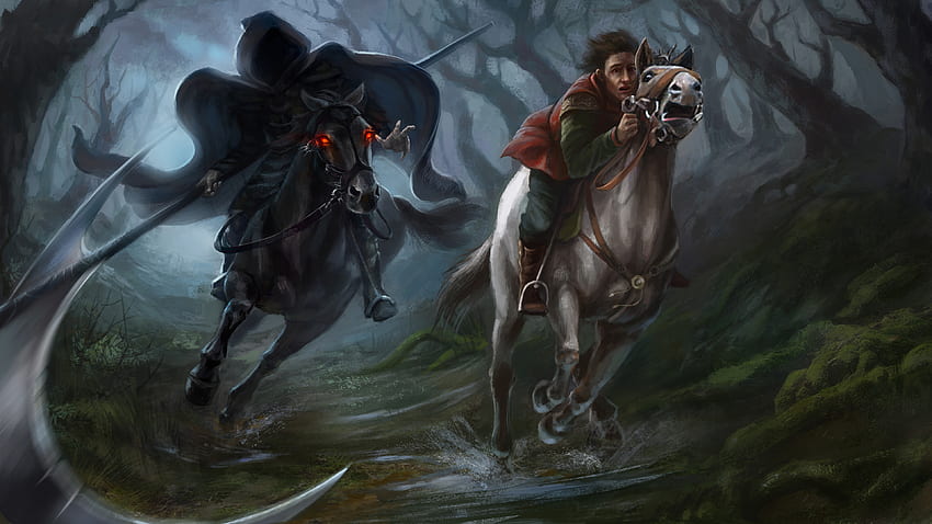 Horses Scythe Demons personification Two Fantasy HD wallpaper