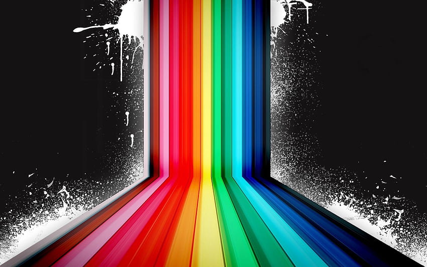 Rainbow, Vector, Black Background HD wallpaper
