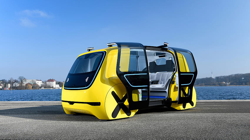 Yellow, Volkswagen Sedric, Autonomous concept car HD wallpaper