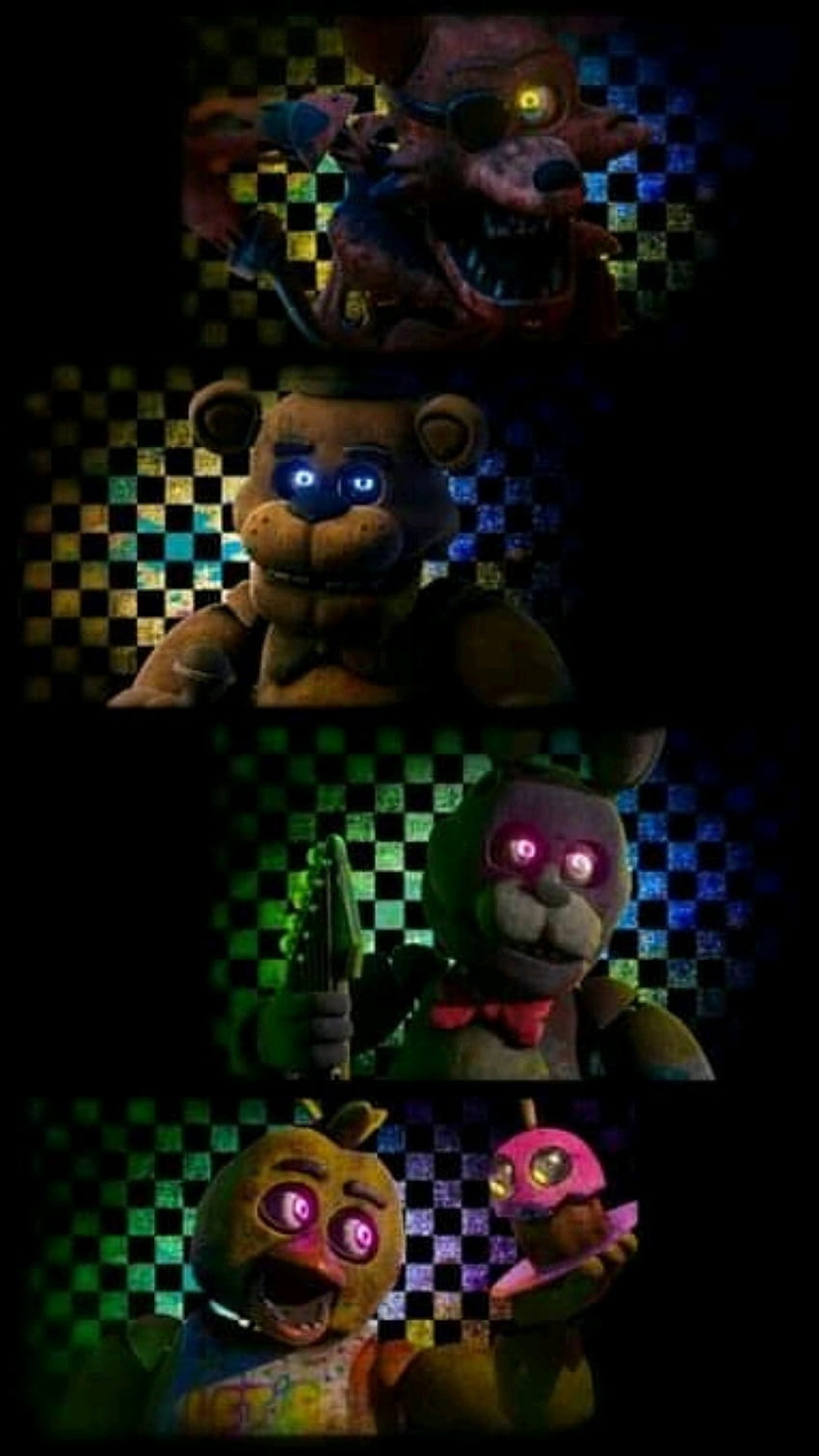 Freddy, Bonnie, chica, fnaf 1, Foxy fondo de pantalla del teléfono
