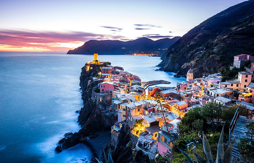 Cities, Mountains, Sea, Italy, Coast, Vernazza, Coastal Town, Coastal City HD wallpaper