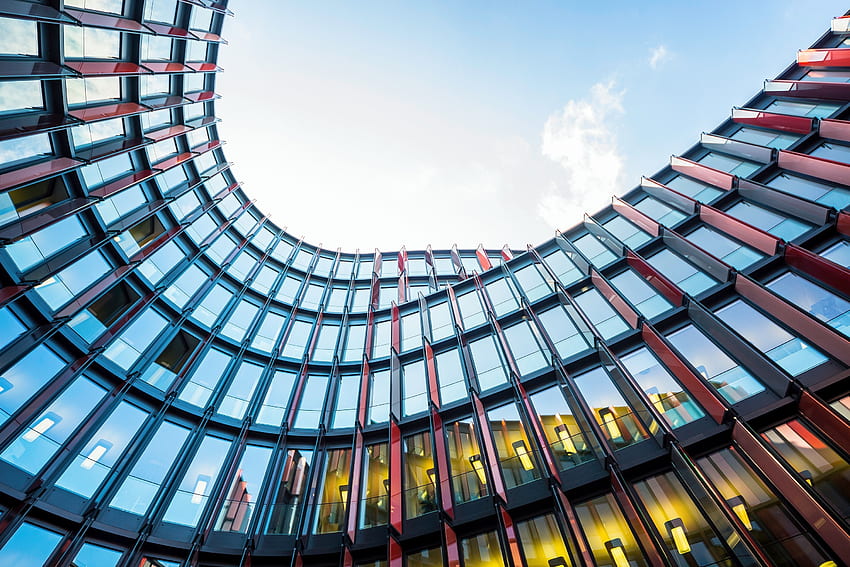 Architektur, Bürogebäude, ovale Form, Glasfenster HD-Hintergrundbild