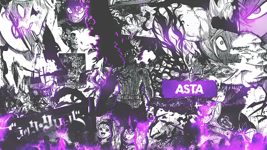 cómics, collage, Black Clover, púrpura, manga, Asta. Mocah, Liebe de trébol negro fondo de pantalla