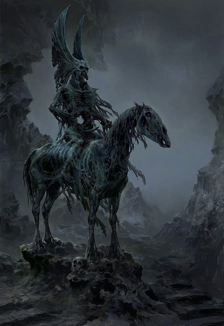 dead creepy fantasy art drawing death horse skull . Cool, Demon Horse HD phone wallpaper