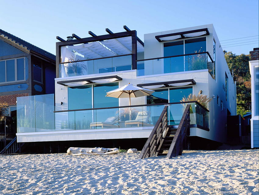 Modern Beach House Data Id 331111 - Exterior Beach House Ideas, Beach Bungalow HD wallpaper