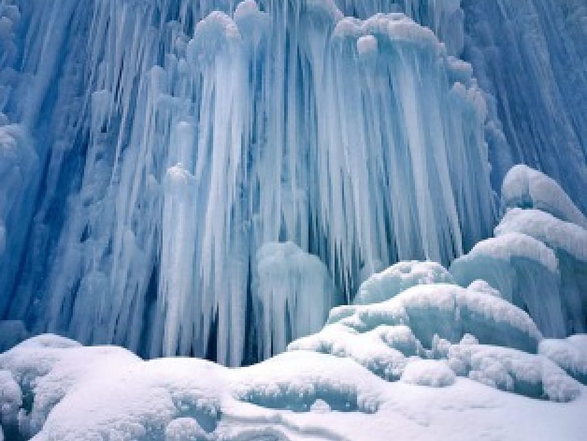 Ice Mounds, snow, icicles HD wallpaper