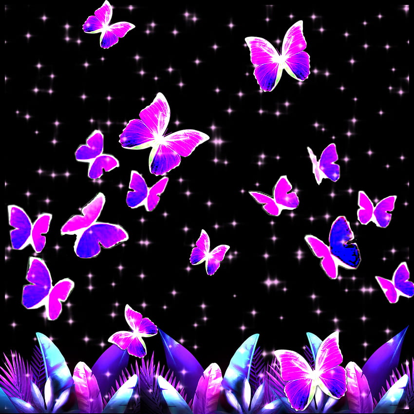 Butterfly garden bg, pink, blue, butterflies, background, design, pattern HD phone wallpaper