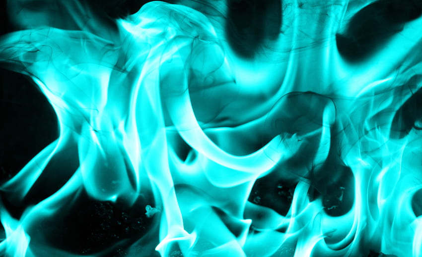 turkusowy ogień tekstura chłodny płomień zimny palić zapas Tapeta HD