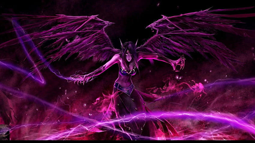 women, purple, devil, demon, Morgana, evil HD wallpaper