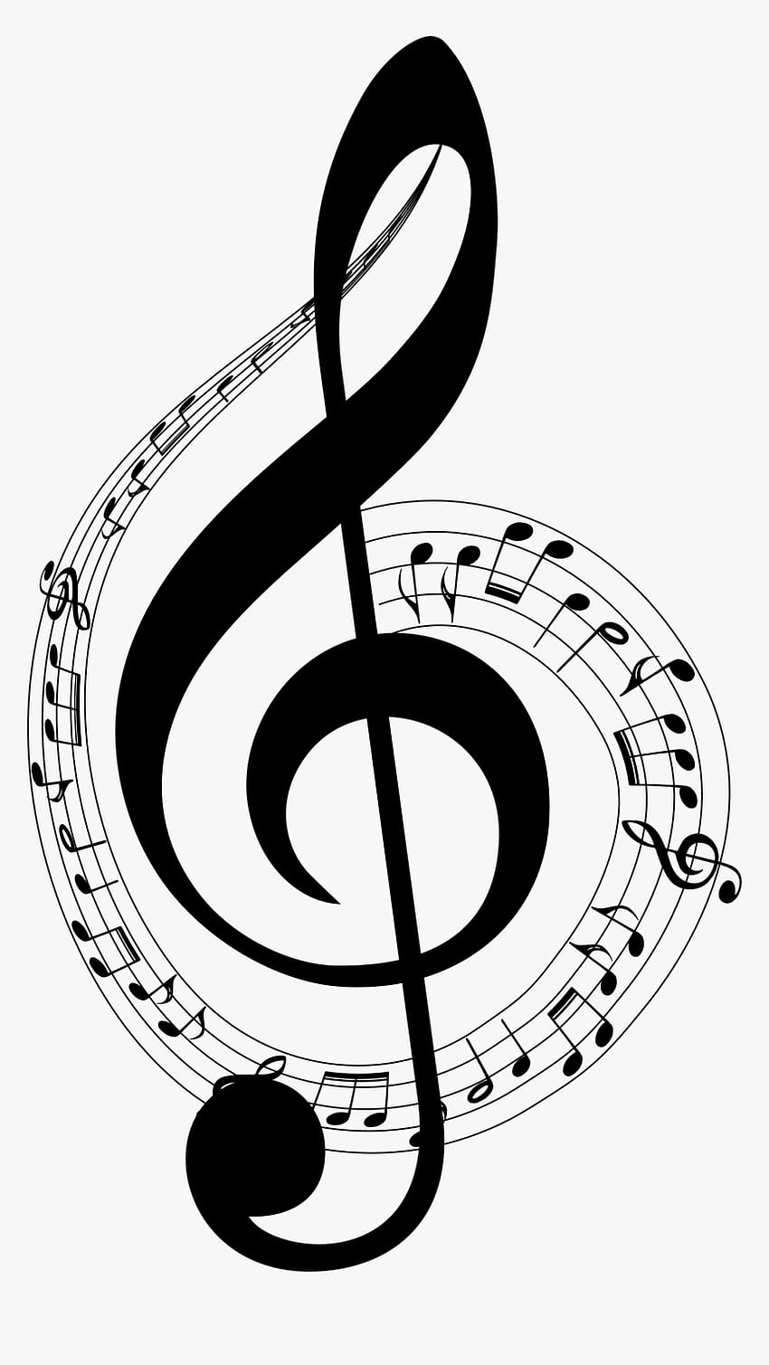 Типография на музикални ноти - Музикални ноти на прозрачен фон, музикални символи HD тапет за телефон