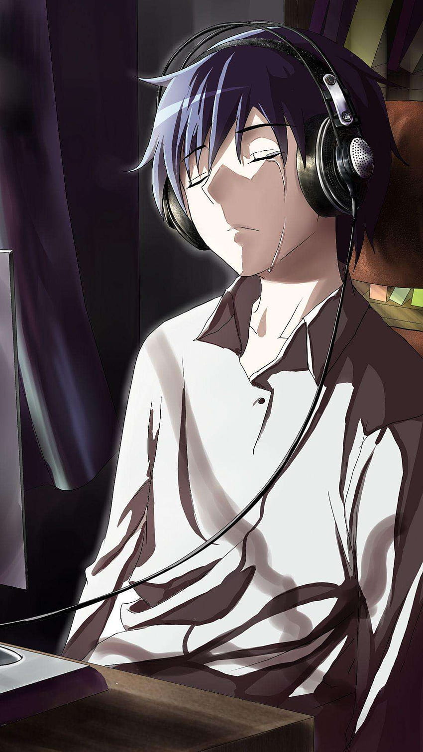 Smutny chłopiec anime płacze, smutny chłopiec kreskówka Tapeta na telefon HD