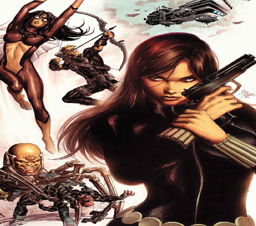 Secret Avengers, black window, spider woman, nick fury, hawkeye HD wallpaper