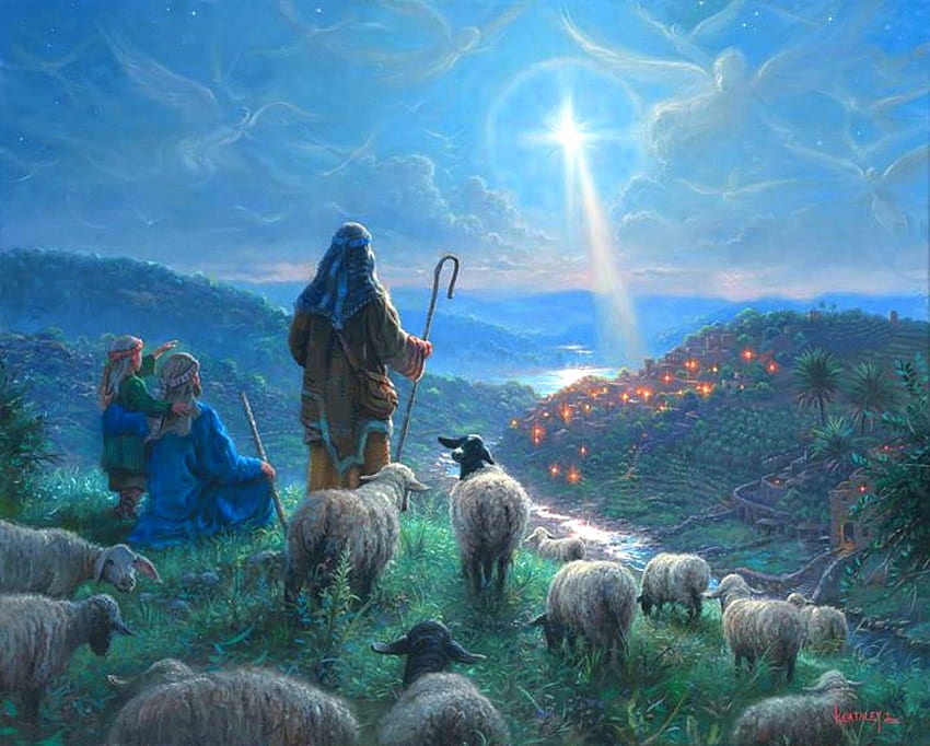 Pokój na ziemi, wzgórza, atrakcje w snach, y, ludzie, pasterze, miłość cztery pory roku, wsie, zwierzęta, owce, chmury, przyroda, niebiosa, niebo Tapeta HD