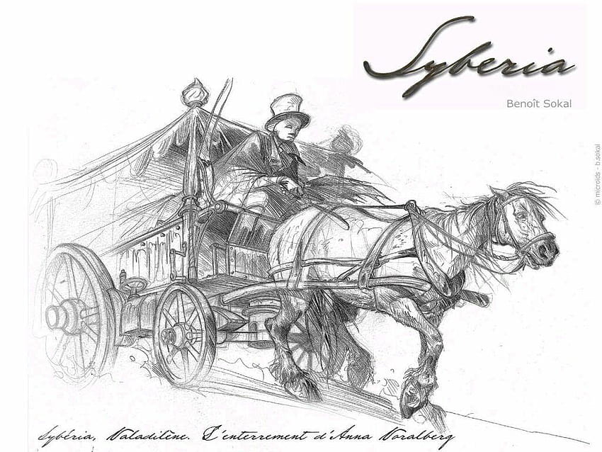 Syberia, szkic, koń, automat Tapeta HD