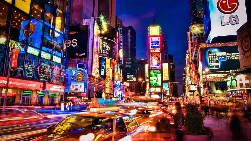 Таймс Скуеър през нощта - Ню Йорк Бродуей - , Ню Йорк Тайм Скуеър HD тапет