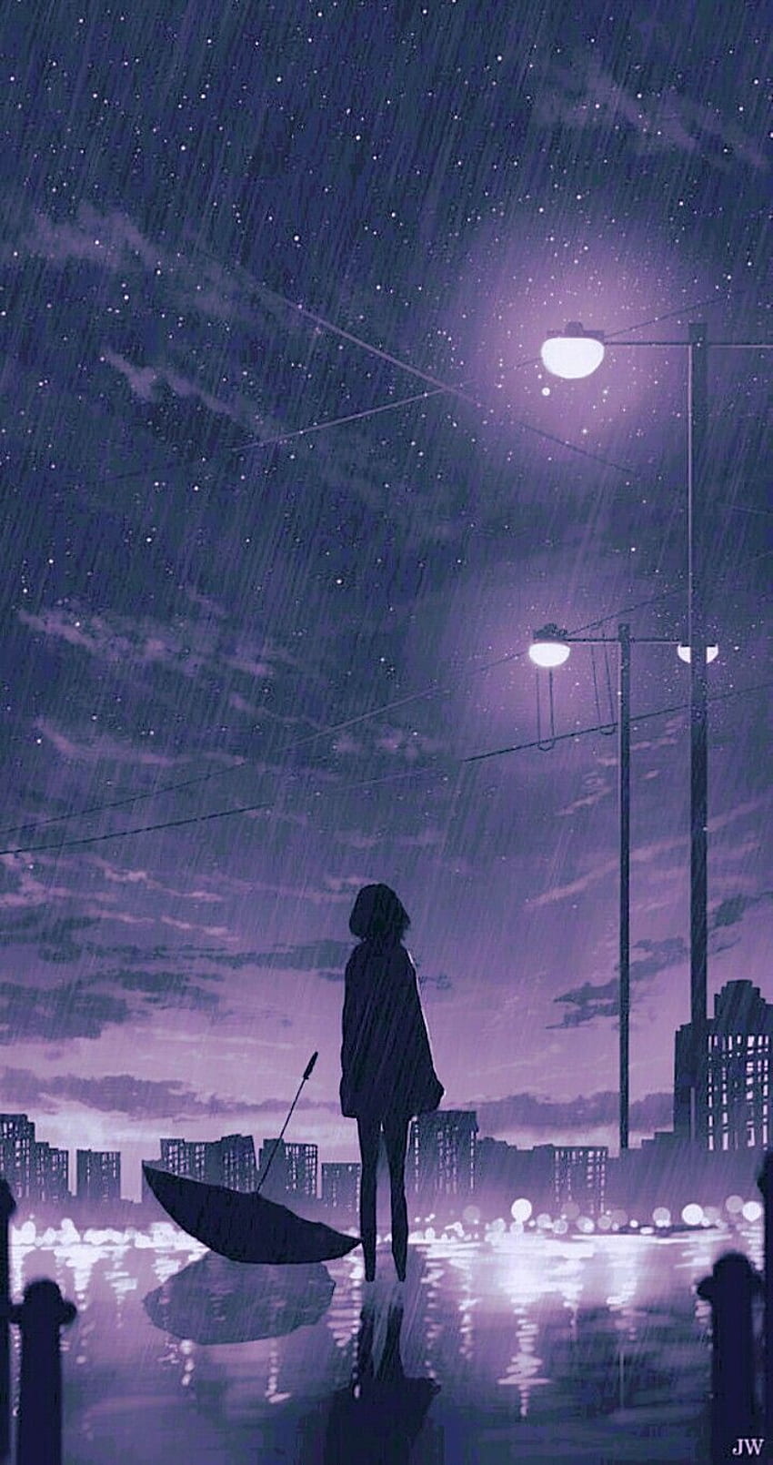 Anime Deszcz, atmosfera, niebo, animacyjna dziewczyna Tapeta na telefon HD