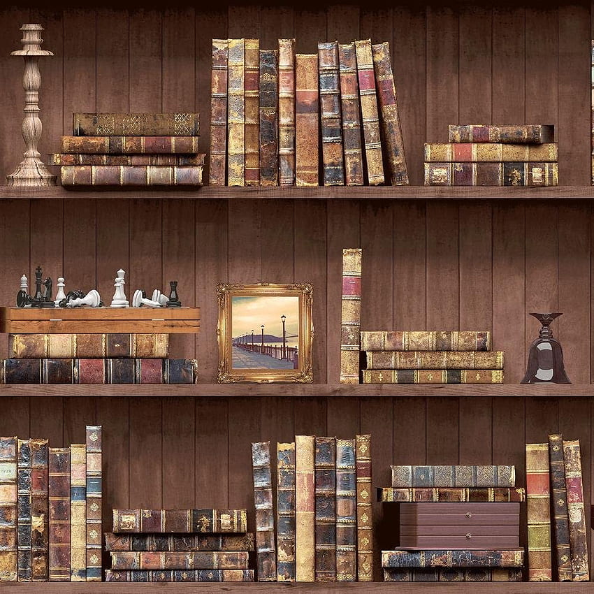 Библиотека Книги Винтидж антични ретро дървени кафяви HD тапет за телефон