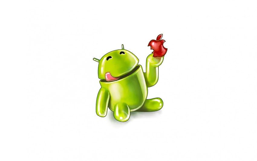 Android zjadł jabłko, os, android, jabłko, firma Tapeta HD