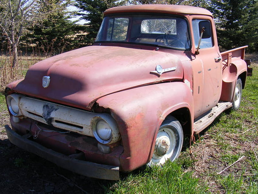 Rusty 1956 Ford F100, ford, classic, 1956, rusty, f100, truck, project HD wallpaper