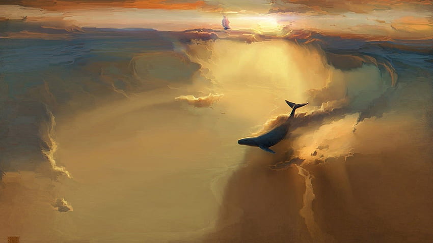 Art, Sea, Smoke, To Swim, Swim, Whale HD wallpaper