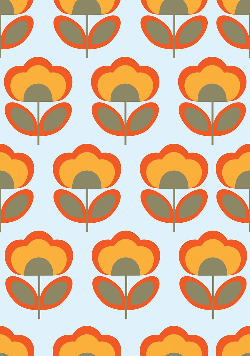 Floral des années 70 Floral orange des années 70, Vintage des années 60 Fond d'écran de téléphone HD
