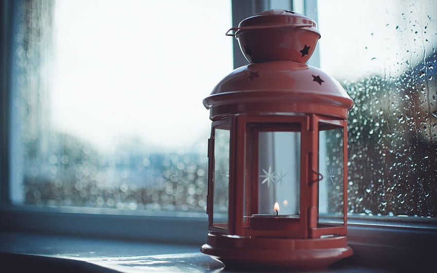 Lamp Candle Window - -, Rainy Day Painting HD wallpaper